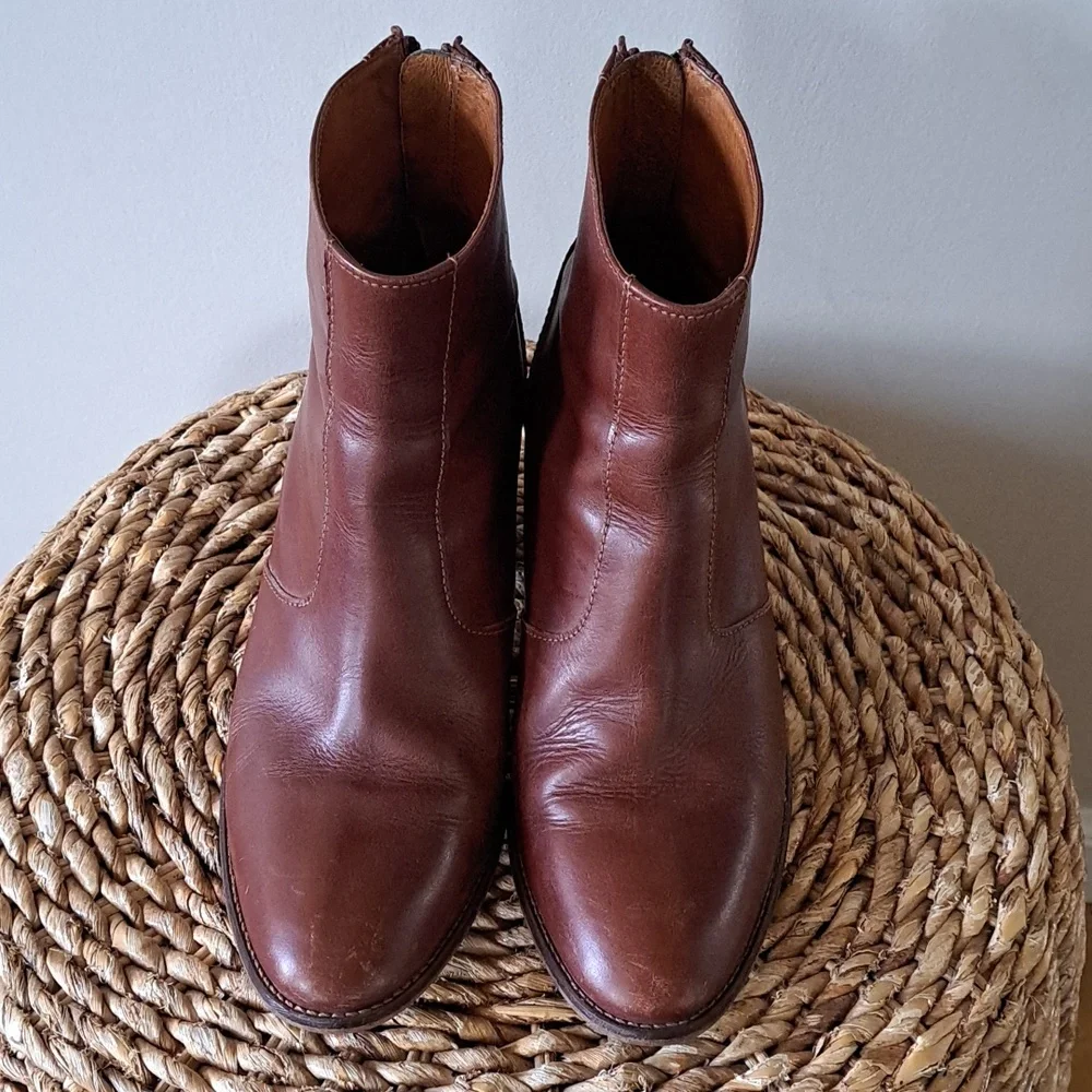 Madewell Womens Ames Cognac Brown Leather Ankle Booties‎ 3